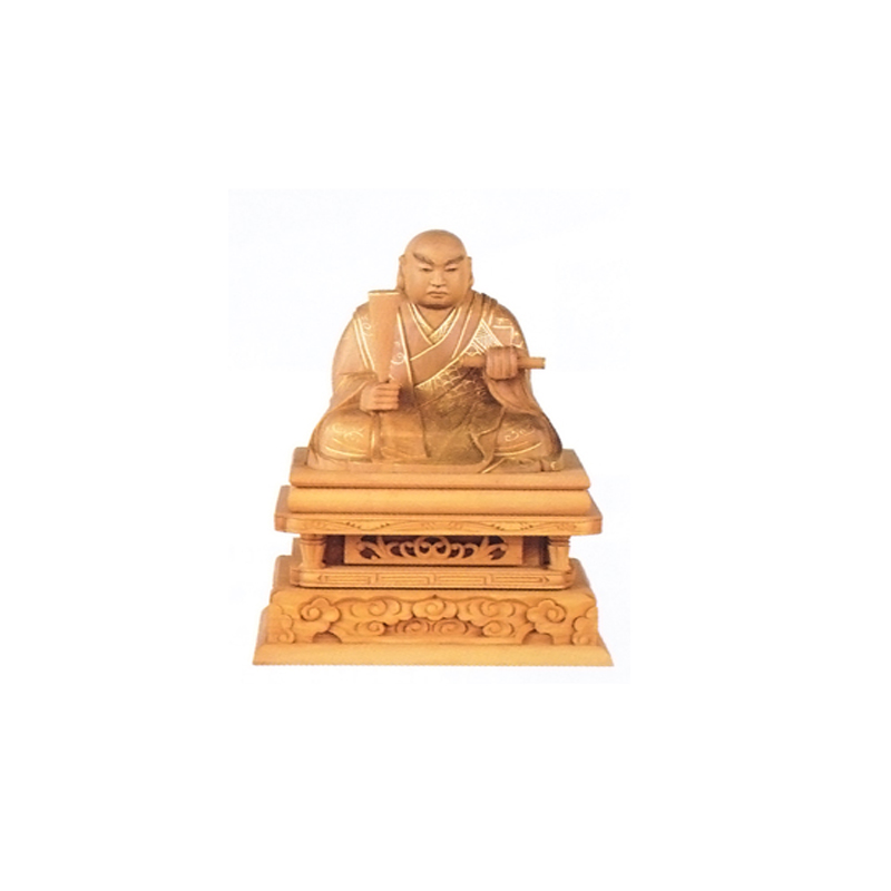 日蓮聖人坐像 2.5寸#1 経巻欠損 ◇白檀 木彫 仏像